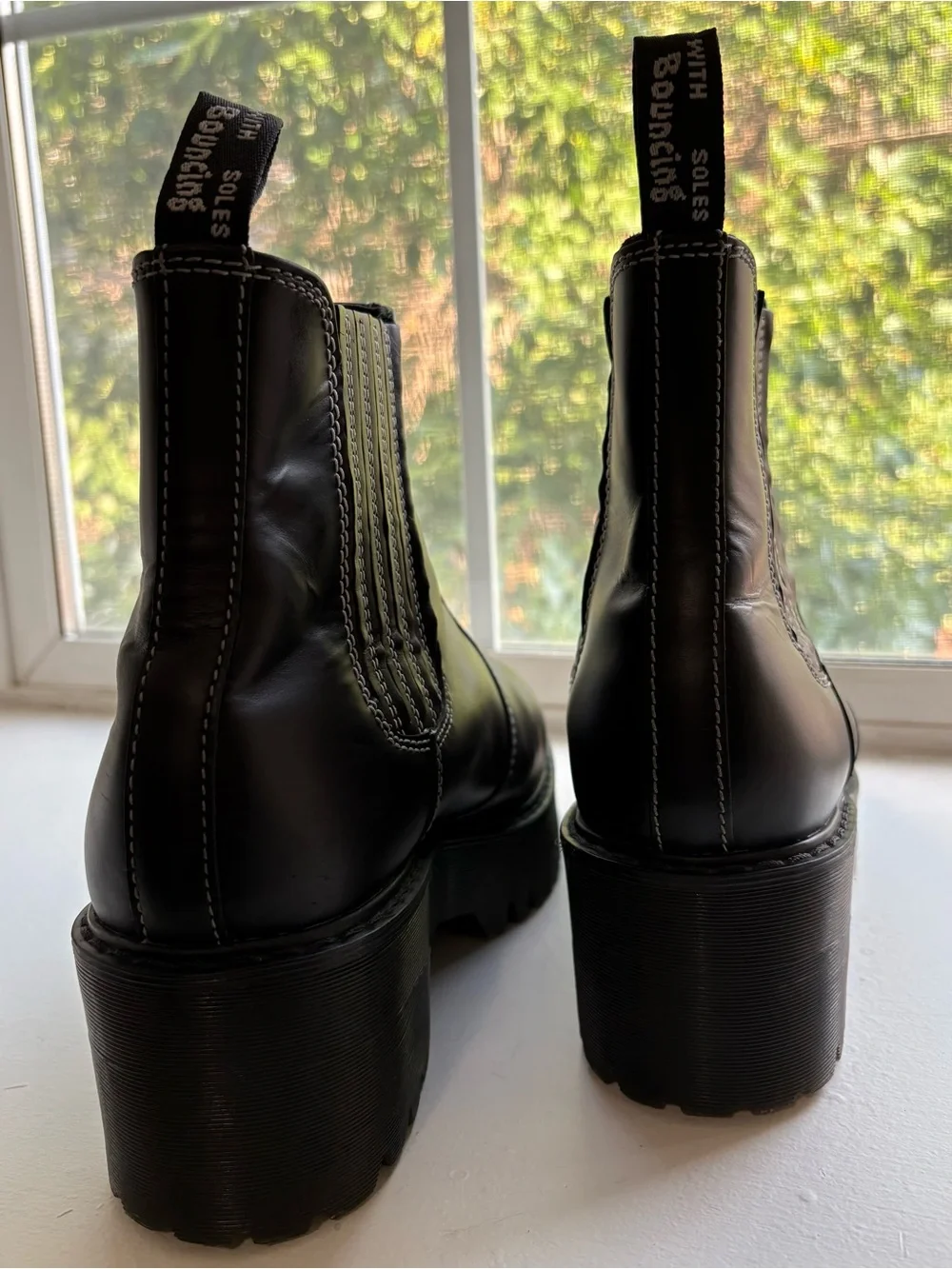 Dr. Martens Black Leather Platform Chelsea Booties